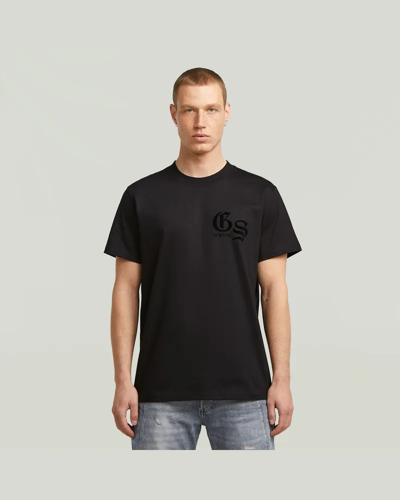 G-STAR RAW Flock Back Loose T-Shirt - Schwarz - Herren Schwarz