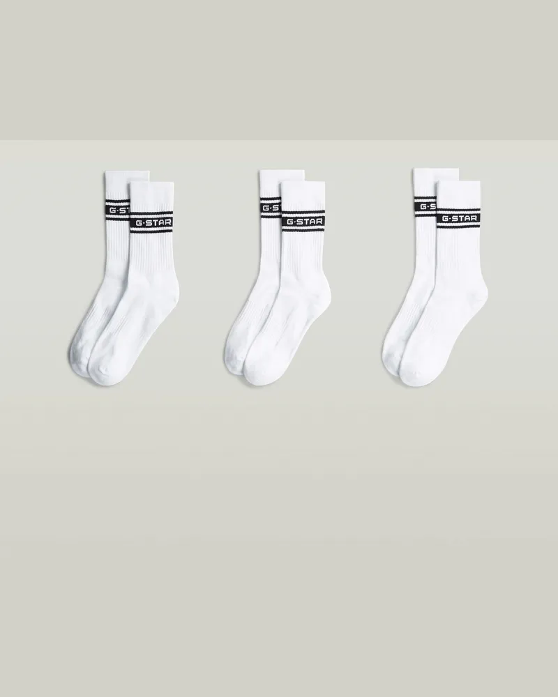 G-STAR RAW Logo Socks 3er-Pack - Weiß - Herren Weiß