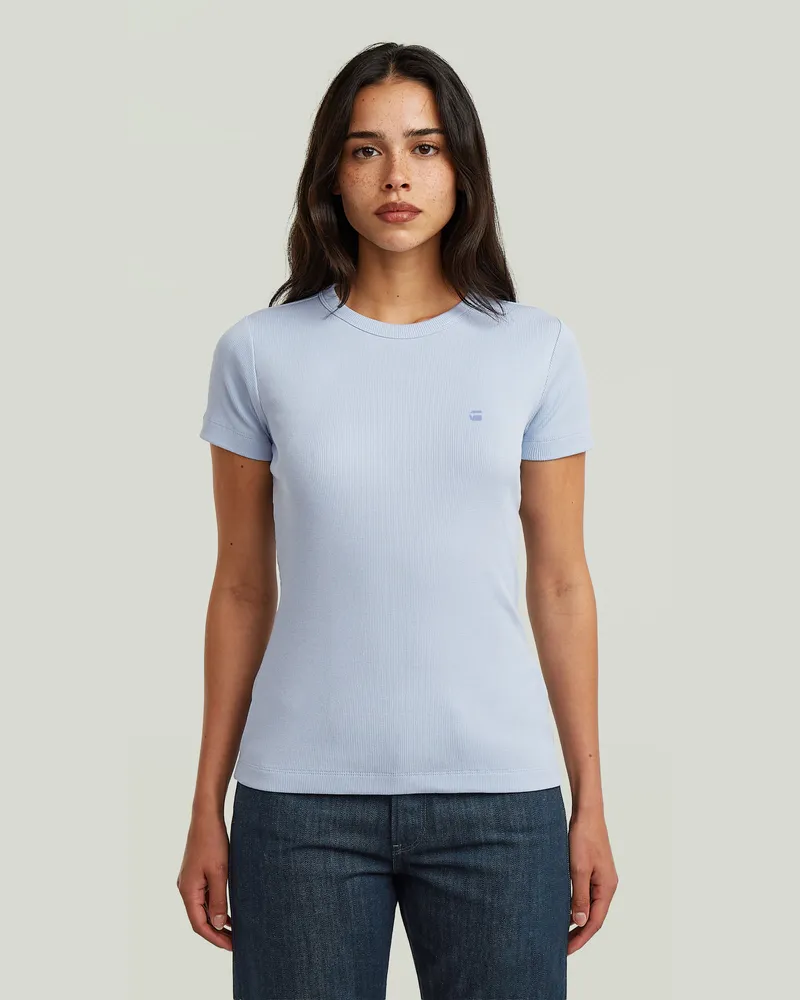 G-STAR RAW Slim Rib T-Shirt - Hellblau - Damen Hellblau