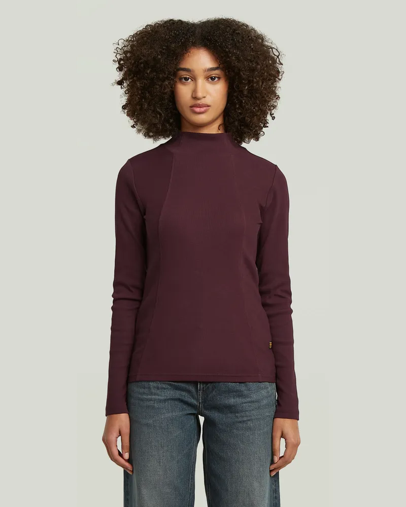 G-STAR RAW A-Line Slim Rib Mock T-Shirt - Rot - Damen Rot