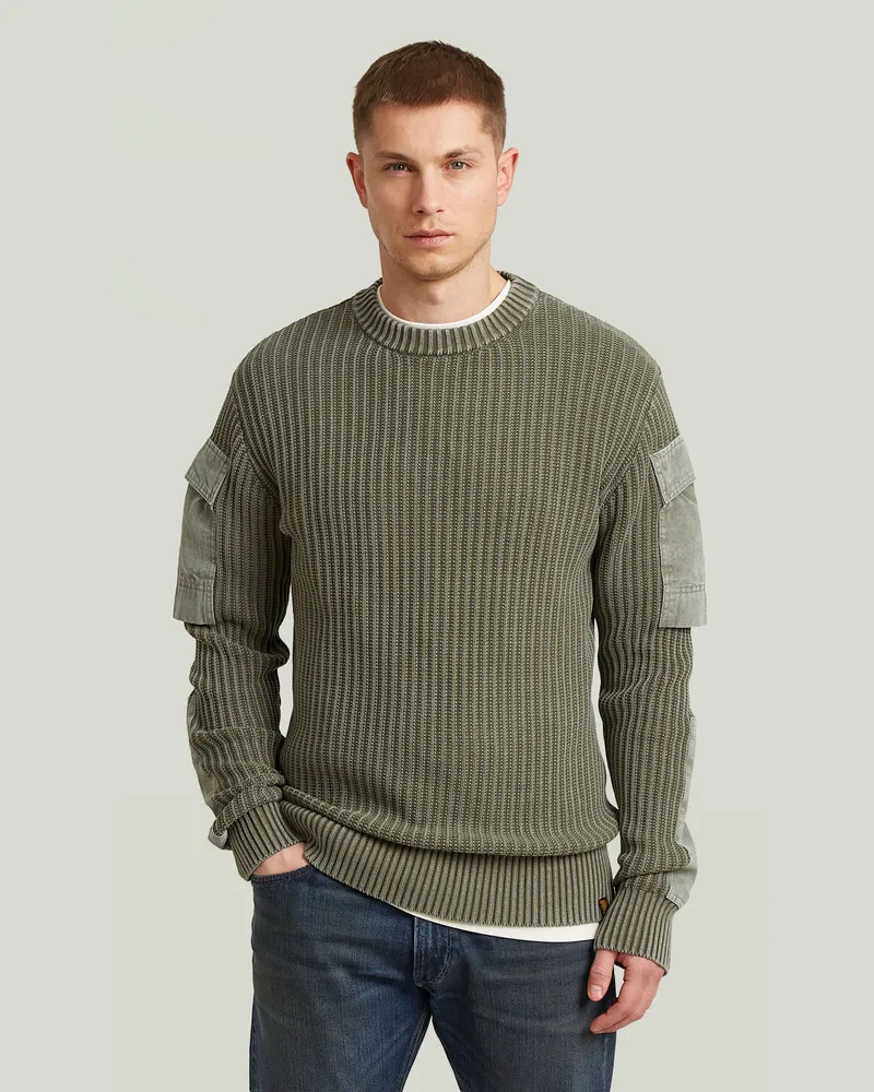 G-STAR RAW Woven Mix Washed Knit Pullover - Grün - Herren Grün