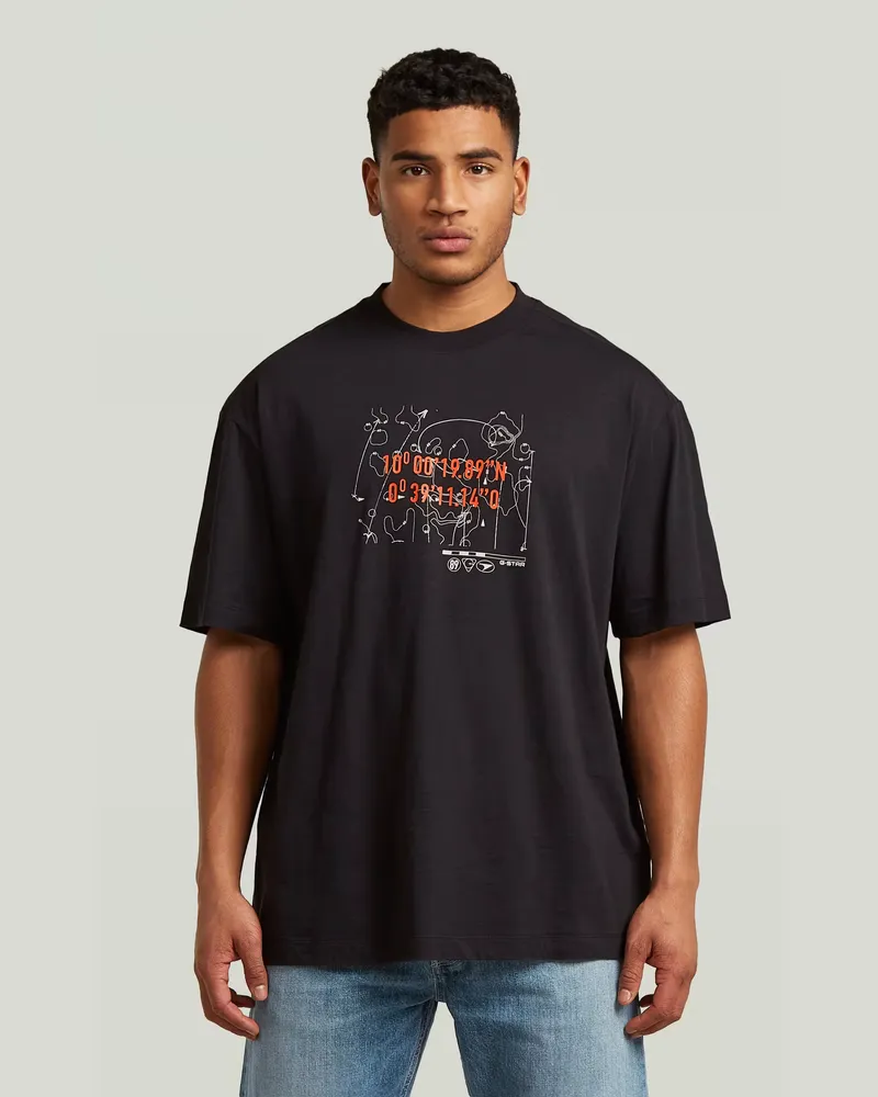 G-STAR RAW Coord Graphic Relaxed T-Shirt - Schwarz - Herren Schwarz