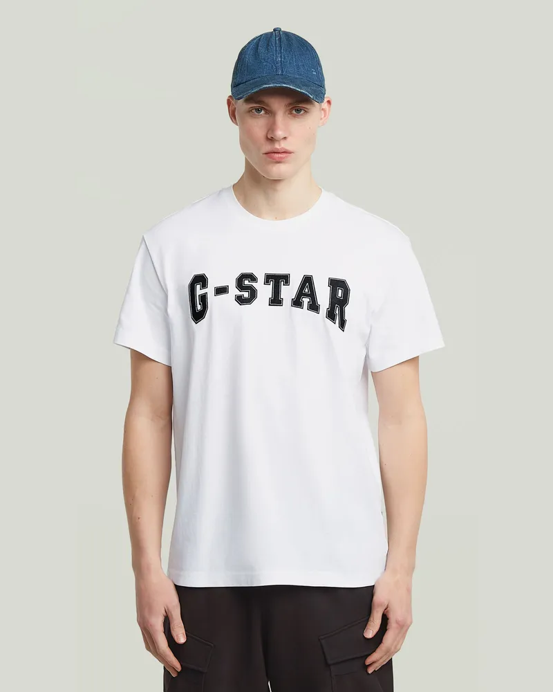 G-STAR RAW Felt Logo T-Shirt - Weiß - Herren Weiß