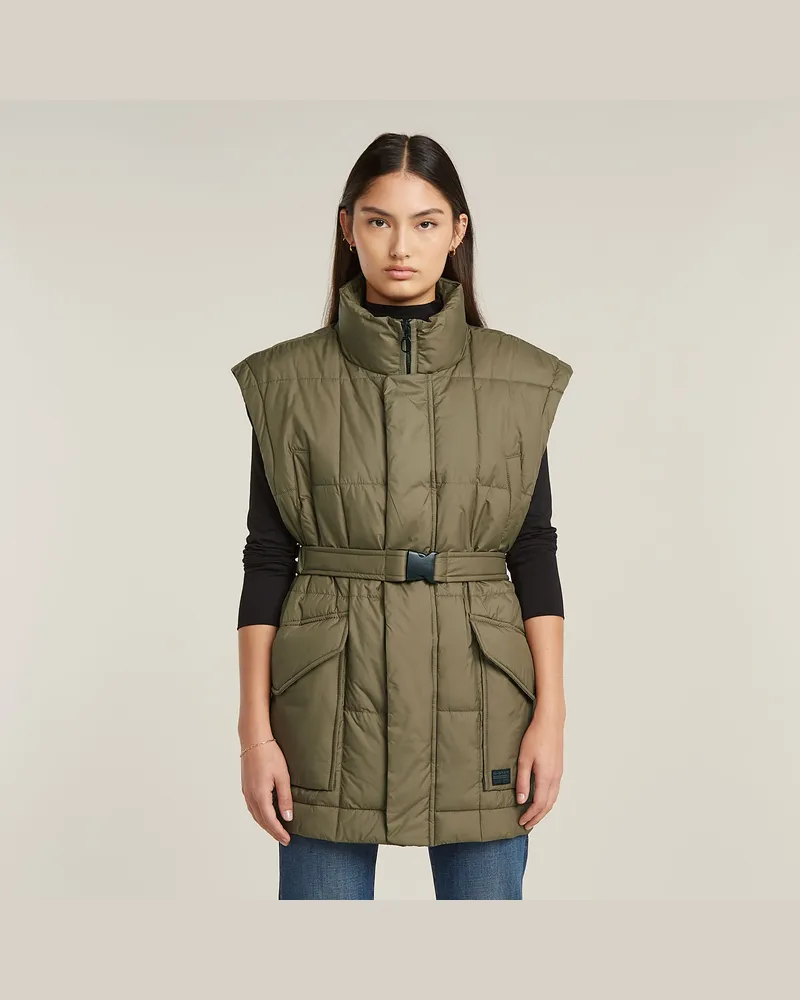 G-STAR RAW Belted Padded Weste - Grün - Damen Grün