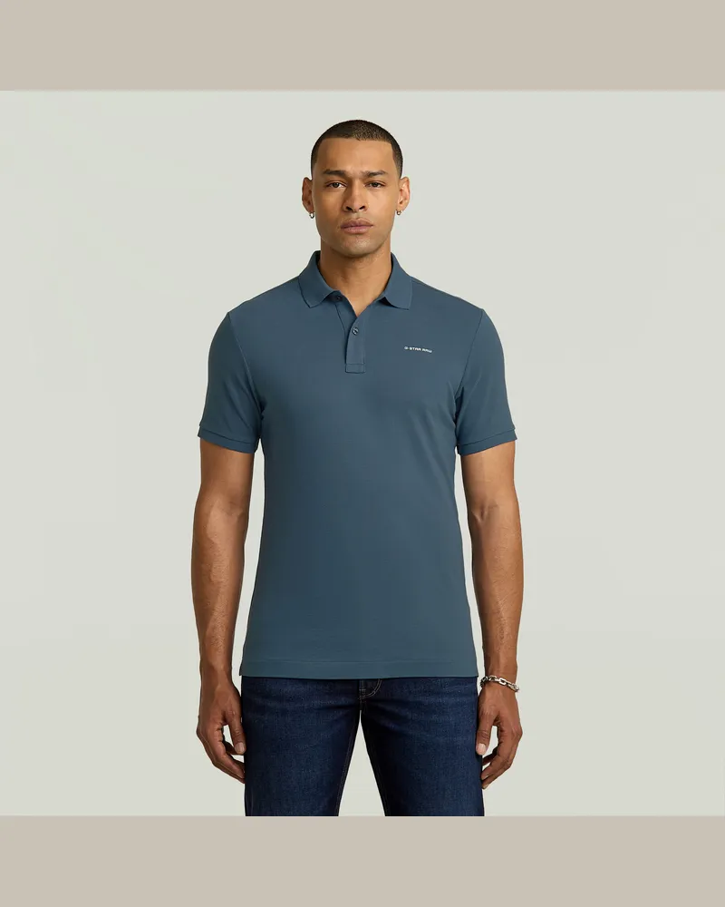 G-STAR RAW Oluv Slim Poloshirt - Mittelblau - Herren Mittelblau