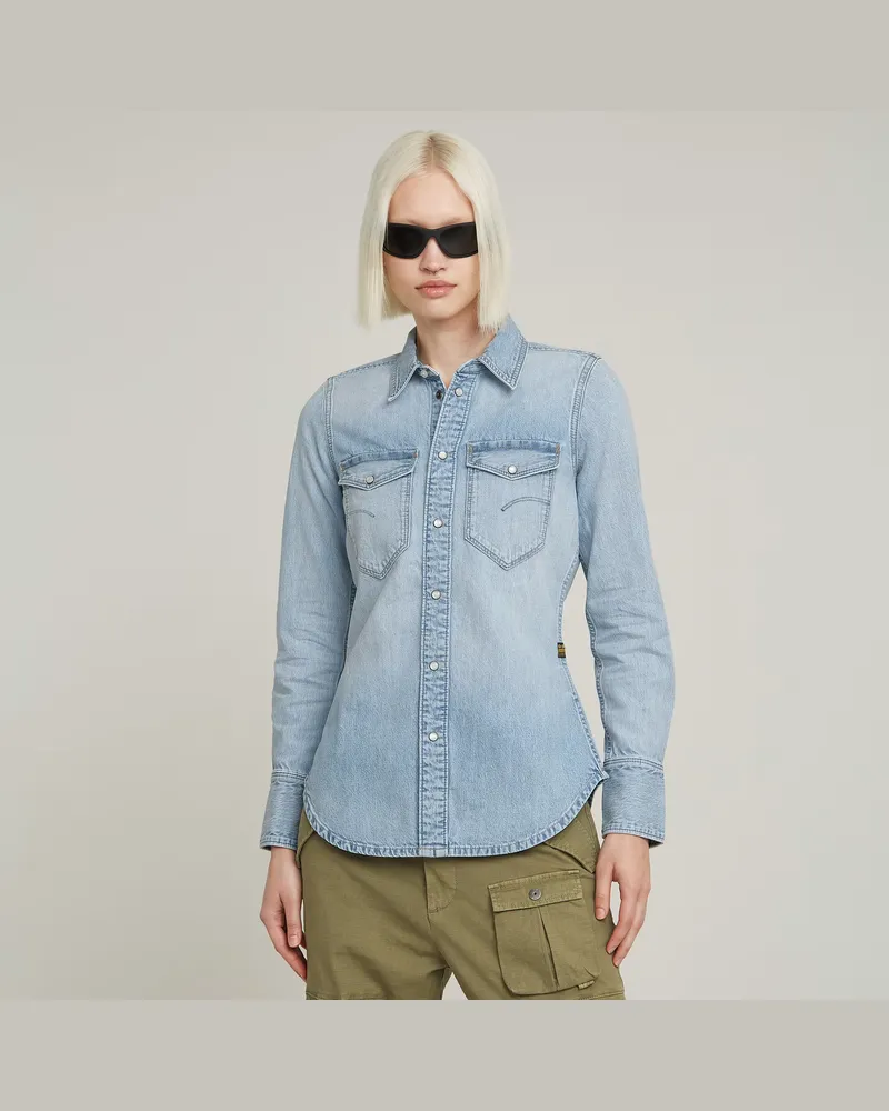 G-STAR RAW Slim Western Hemd - Hellblau - Damen Hellblau