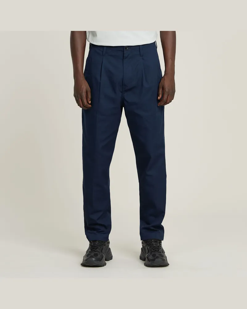 G-STAR RAW Pleated Chino Relaxed Tapered - Dunkelblau - Herren Dunkelblau