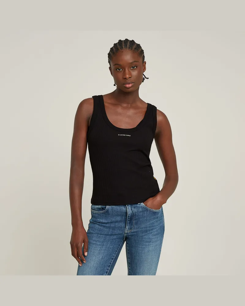 G-STAR RAW Slim Rib Tanktop - Schwarz - Damen Schwarz