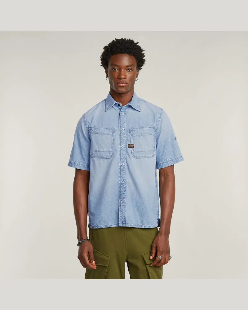 G-STAR RAW Slanted Double Pocket Hemd - Hellblau - Herren Hellblau