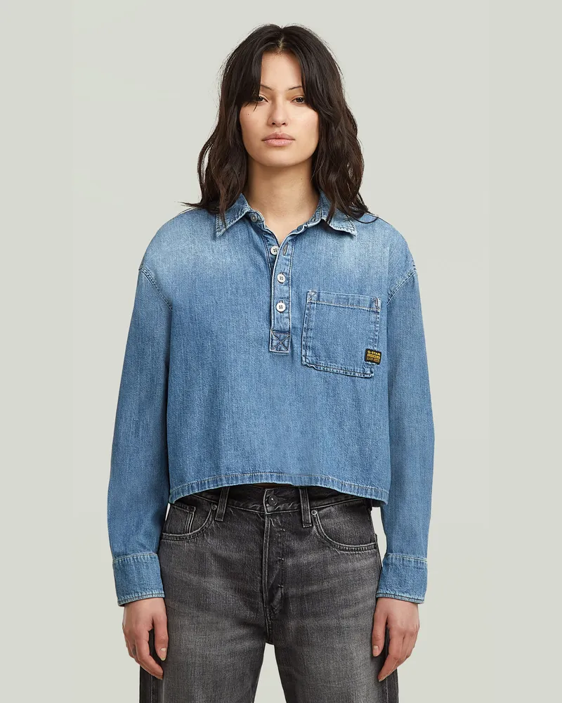 G-STAR RAW Boxy Day Hemd - Mittelblau - Damen Mittelblau