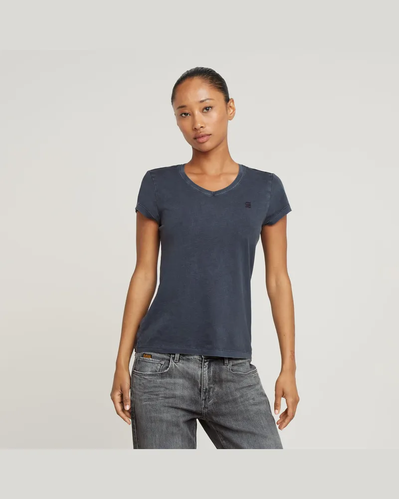 G-STAR RAW Overdyed Eyben Slim V-Neck Top 2.0 - Dunkelblau - Damen Dunkelblau