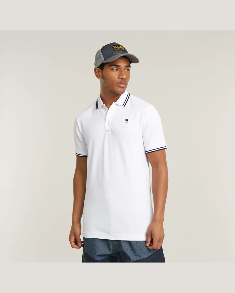G-STAR RAW Dunda Slim Stripe Poloshirt - Weiß - Herren Weiß