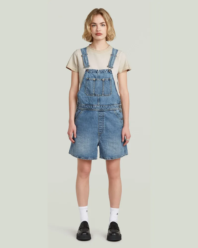 G-STAR RAW Short Latzhose - Mittelblau - Damen Mittelblau
