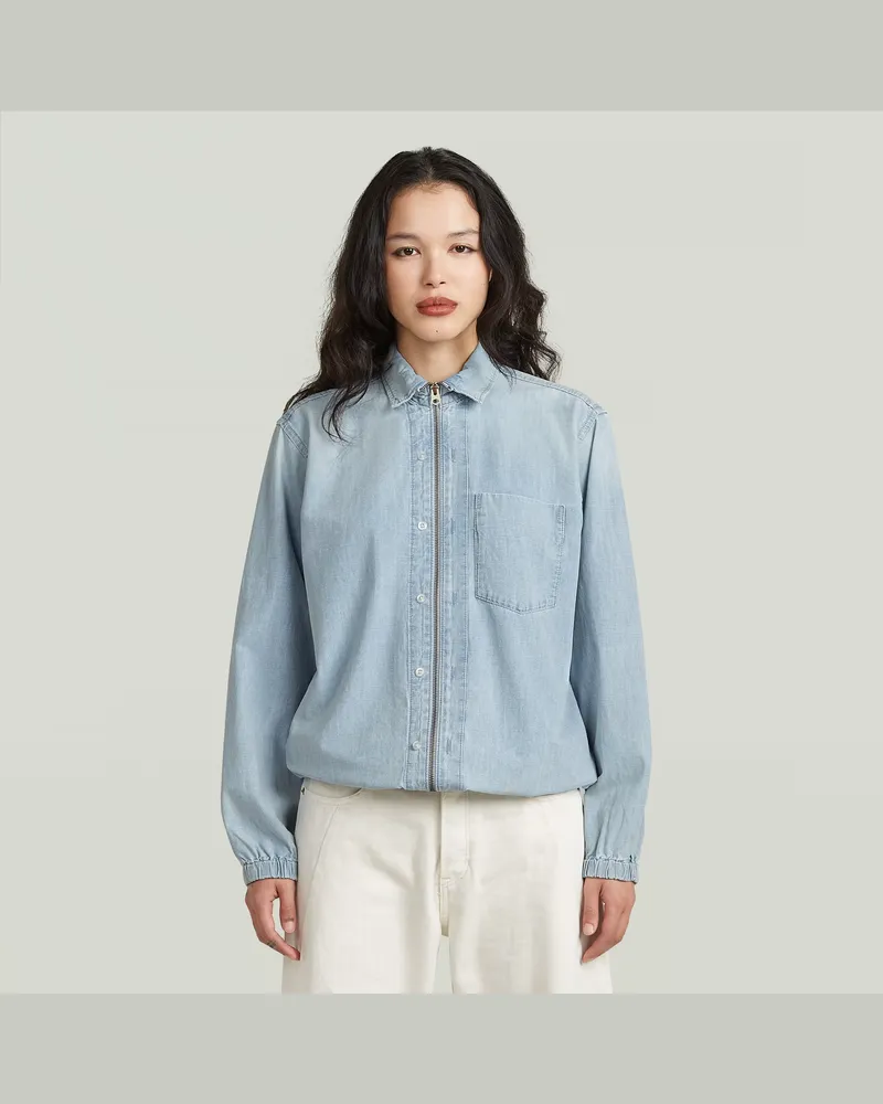 G-STAR RAW Relaxed Zip Hemd - Hellblau - Damen Hellblau