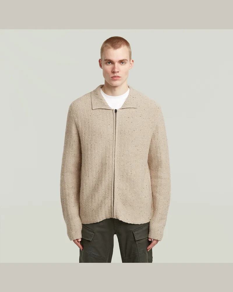 G-STAR RAW Polo Collar Full Zip Knit - Beige - Herren Beige