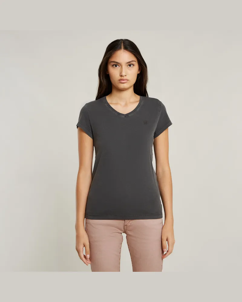 G-STAR RAW Overdyed Eyben Slim V-Neck Top 2.0 - Schwarz - Damen Schwarz