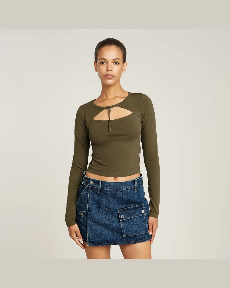 G-STAR RAW Cropped Keyhole Slim Top - Grün - Damen Grün