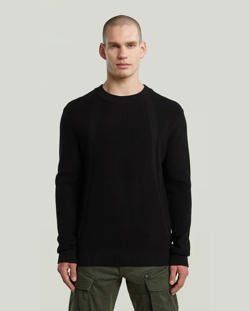 G-STAR RAW Structure Ribbed Knit Pullover - Schwarz - Herren Schwarz