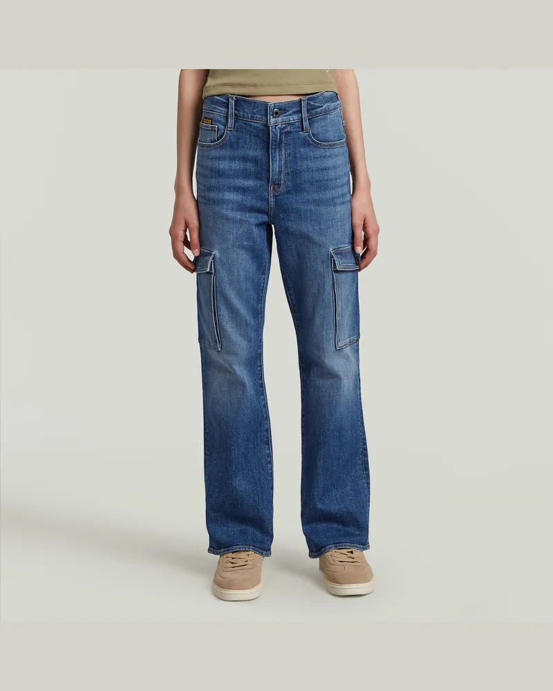 G-STAR RAW Girls Strace Straight Cargo Jeans - Mittelblau - mädchen Mittelblau