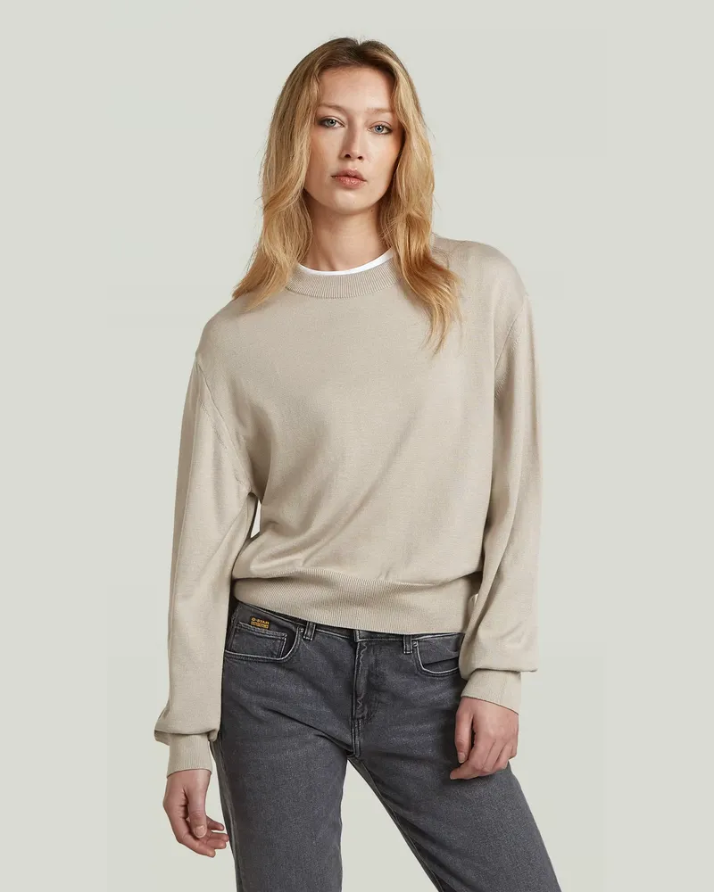 G-STAR RAW Rib Knit Sweat Pullover - Beige - Damen Beige