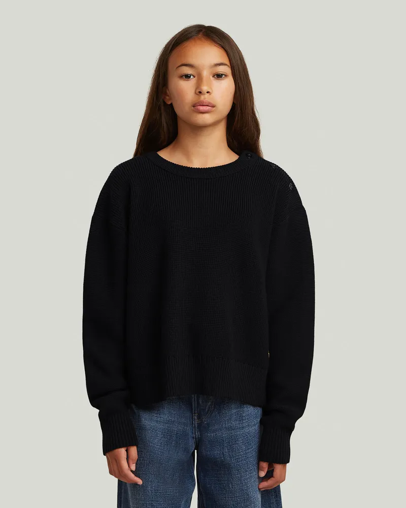 G-STAR RAW Girls Fisherman Crop Knit Cardigan - Schwarz - mädchen Schwarz