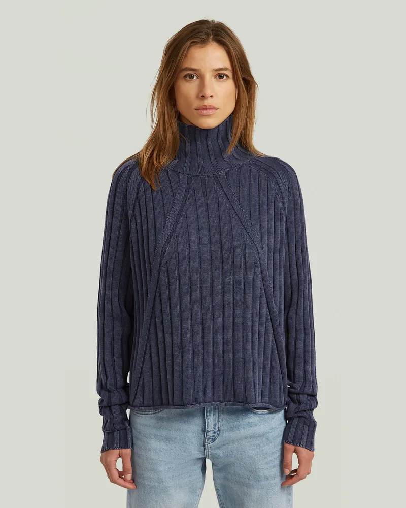 G-STAR RAW Washed Loose Turtle Knit - Dunkelblau - Damen Dunkelblau