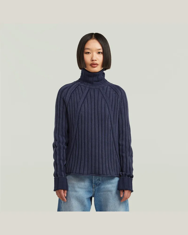 G-STAR RAW Washed Loose Turtle Knit - Dunkelblau - Damen Dunkelblau