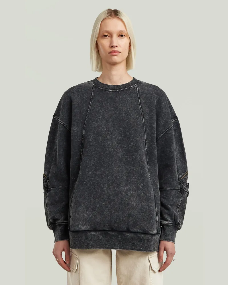 G-STAR RAW Washed 3D Mix Oversized Sweater - Schwarz - Damen Schwarz