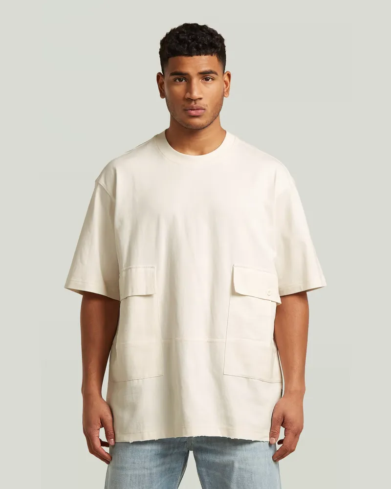 G-STAR RAW Utility Fabric Mix T-Shirt - Weiß - Herren Weiß
