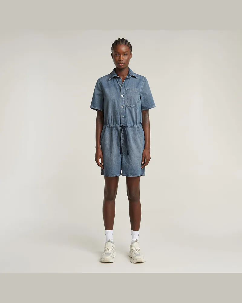G-STAR RAW Easy Short Jumpsuit - Mittelblau - Damen Mittelblau