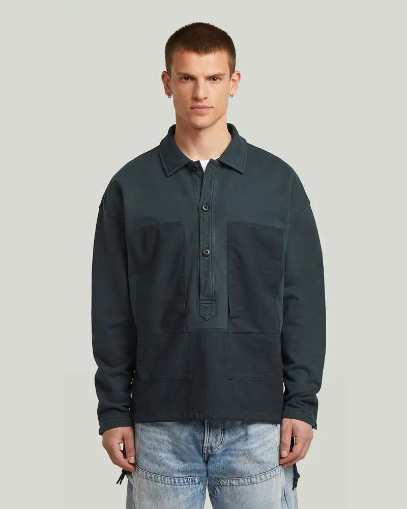 G-STAR RAW Washed Fabric Mix Loose Sweatshirt - Dunkelblau - Herren Dunkelblau