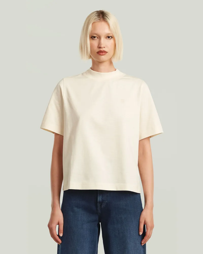 G-STAR RAW Logo Mock T-Shirt - Beige - Damen Beige