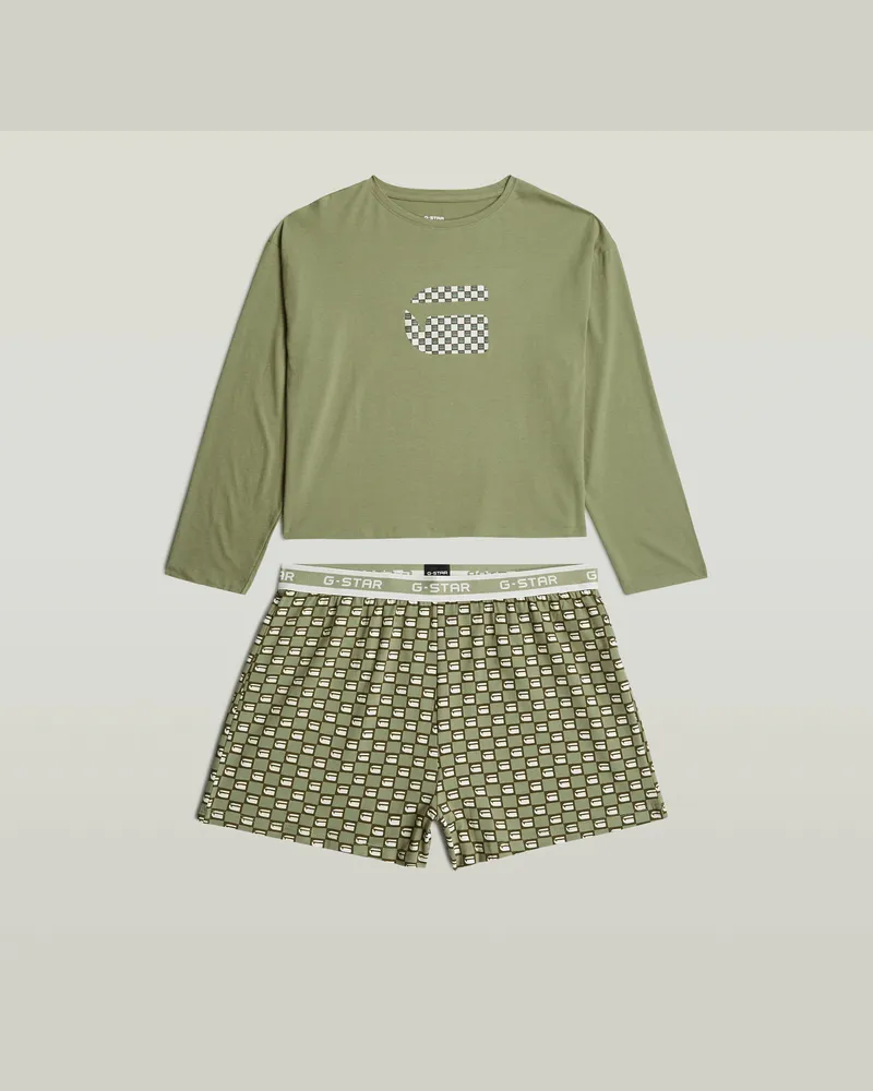 G-STAR RAW Long Sleeve Tee & Shorts Set - Mehrfarbig - Damen Mehrfarbig
