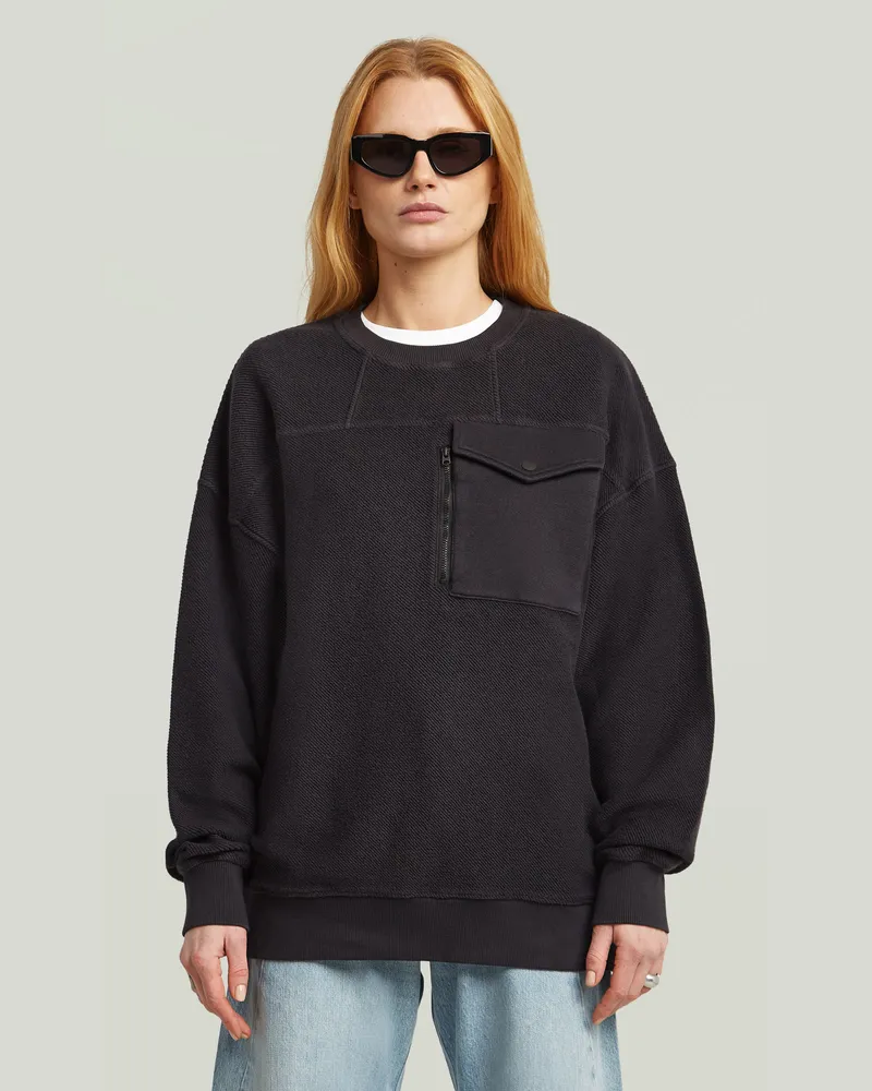 G-STAR RAW Oversized Pocket Mix Sweatshirt - Schwarz - Damen Schwarz