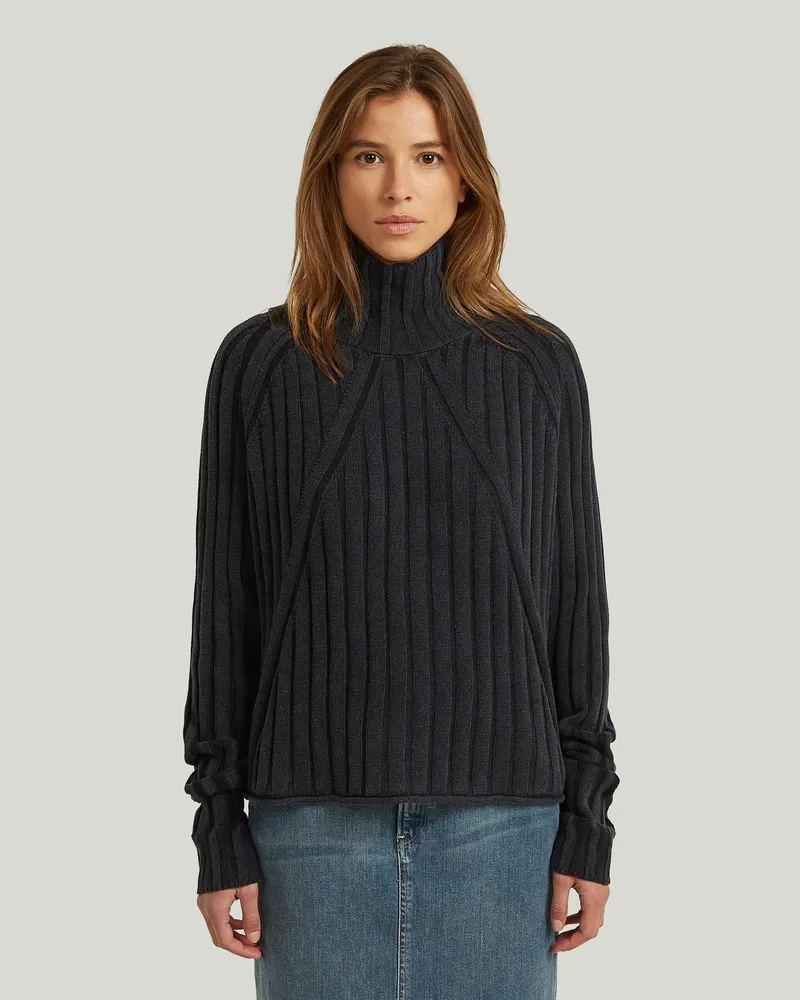 G-STAR RAW Washed Loose Turtle Knit - Schwarz - Damen Schwarz