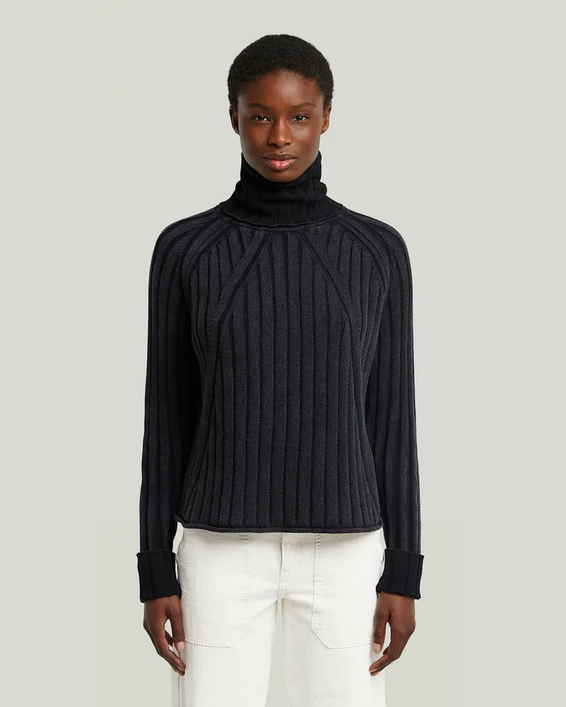 G-STAR RAW Washed Loose Turtle Knit - Schwarz - Damen Schwarz