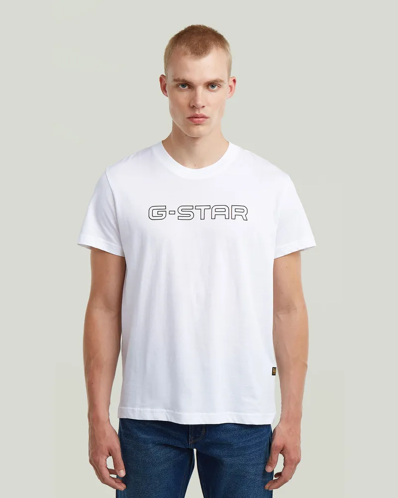 G-STAR RAW Outline Corporate Script Logo T-Shirt - Weiß - Herren Weiß