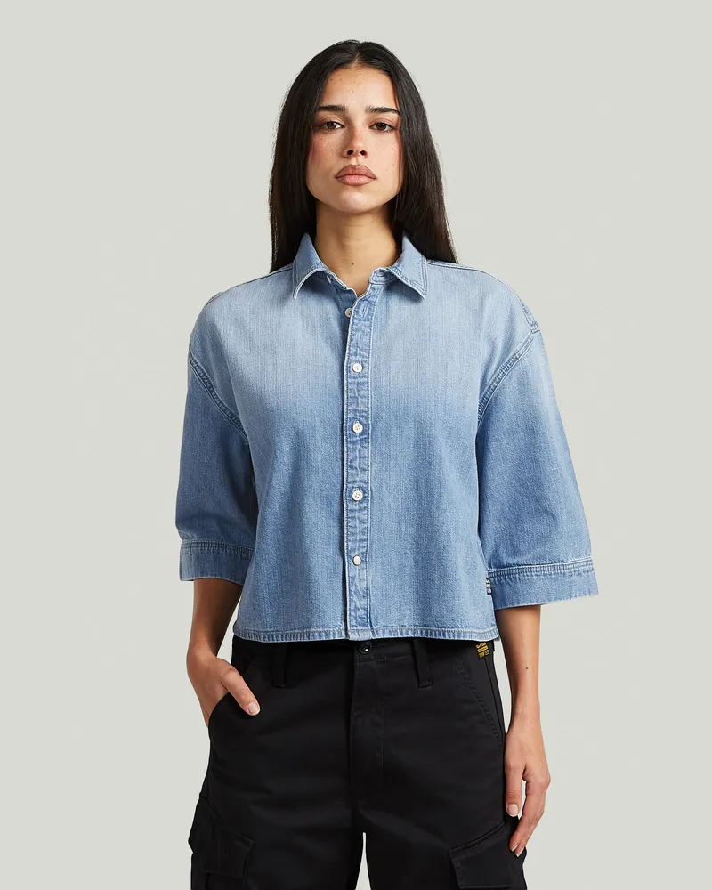 G-STAR RAW Boxy Blouse - Mittelblau - Damen Mittelblau