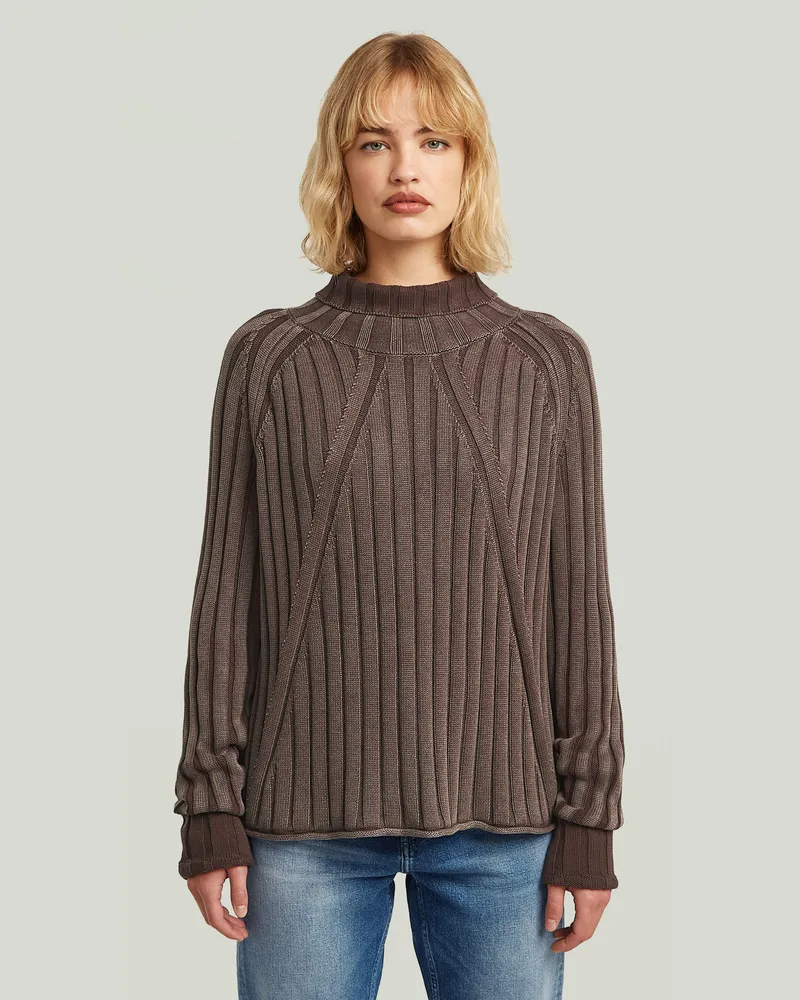 G-STAR RAW Washed Loose Turtle Knit Pullover - Braun - Damen Braun