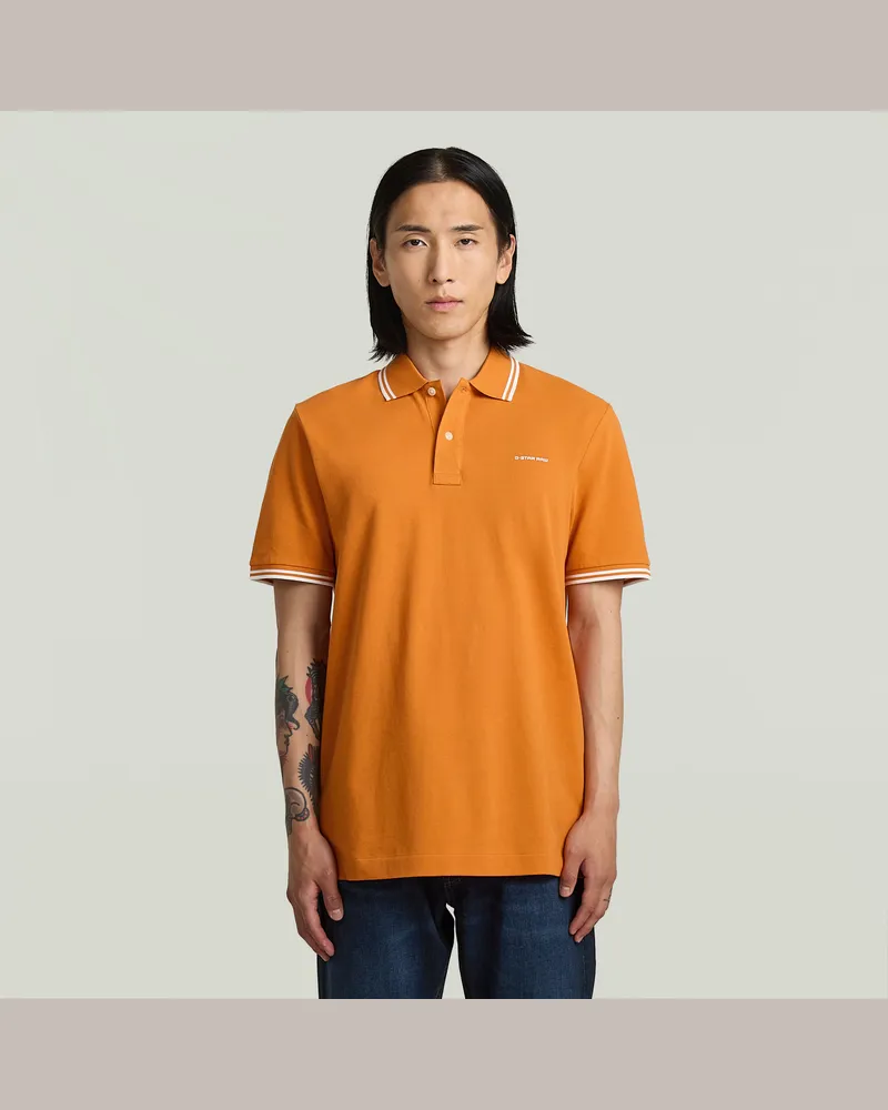 G-STAR RAW Chest Logo Striped Poloshirt - Orange - Herren Orange