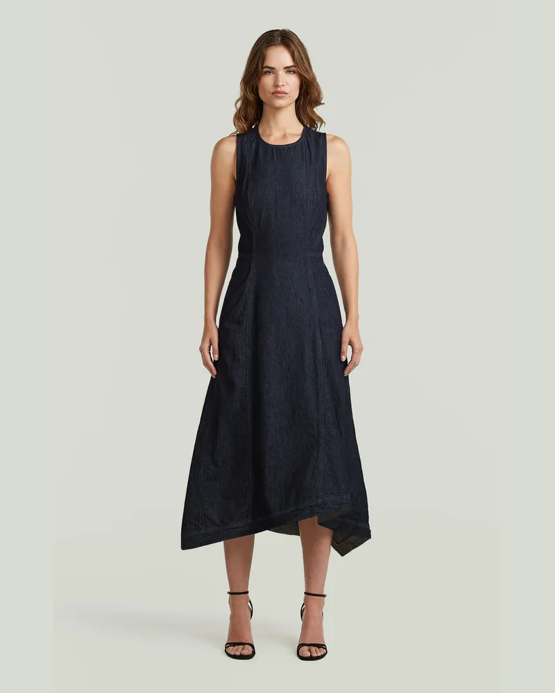 G-STAR RAW Corset Flare Denim Kleid - Dunkelblau - Damen Dunkelblau