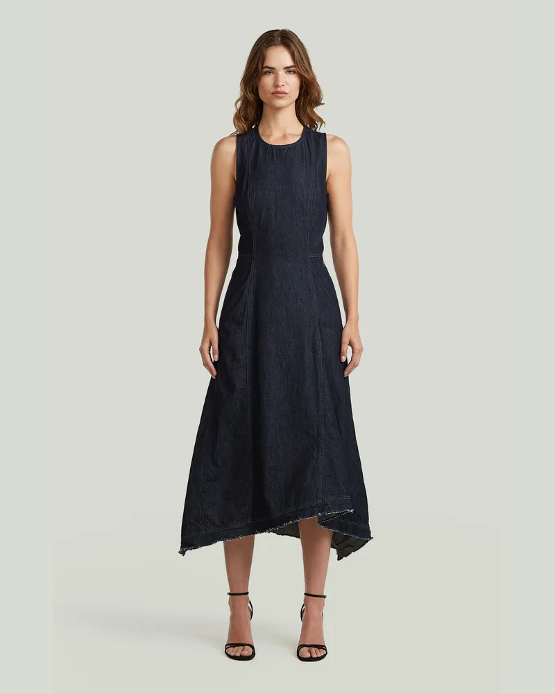 G-STAR RAW Corset Flare Denim Kleid - Dunkelblau - Damen Dunkelblau