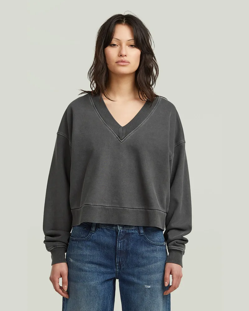 G-STAR RAW Washed Loose V Sweater - Grau - Damen Grau