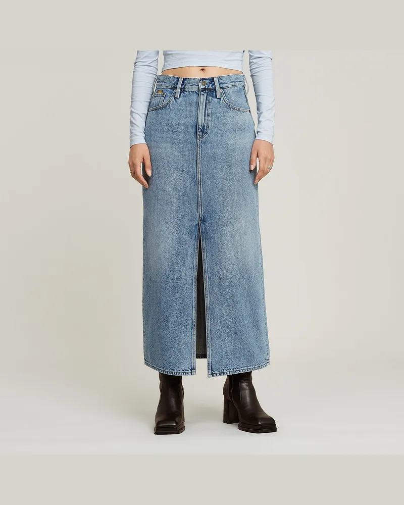 G-STAR RAW Viktoria Long Rock - Mittelblau - Damen Mittelblau
