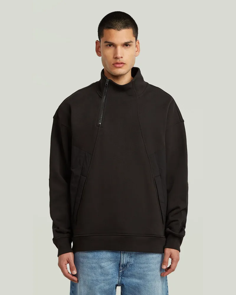 G-STAR RAW Fabric Mix Half Zip Sweater - Schwarz - Herren Schwarz