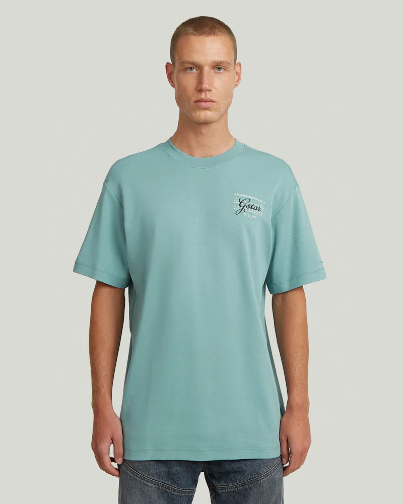 G-STAR RAW Script Graphic T-Shirt - Mittelblau - Herren Mittelblau
