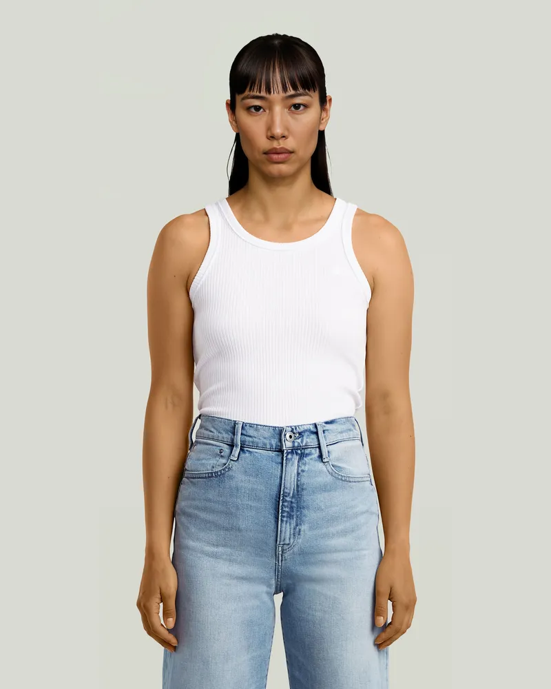 G-STAR RAW Ribbed Tanktop - Weiß - Damen Weiß