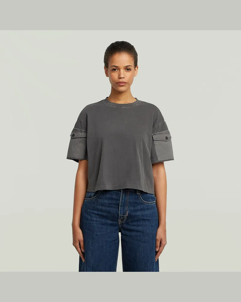 G-STAR RAW Washed Mix Boxy Cropped T-Shirt - Schwarz - Damen Schwarz