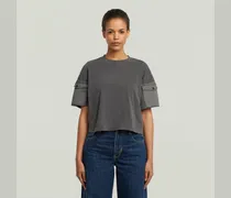 Washed Mix Boxy Cropped T-Shirt - Schwarz - Damen