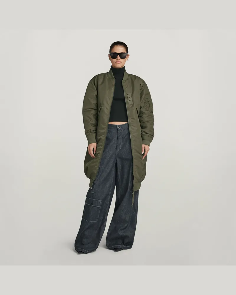 G-STAR RAW Long Bomber Jacke - Grün - Damen Grün